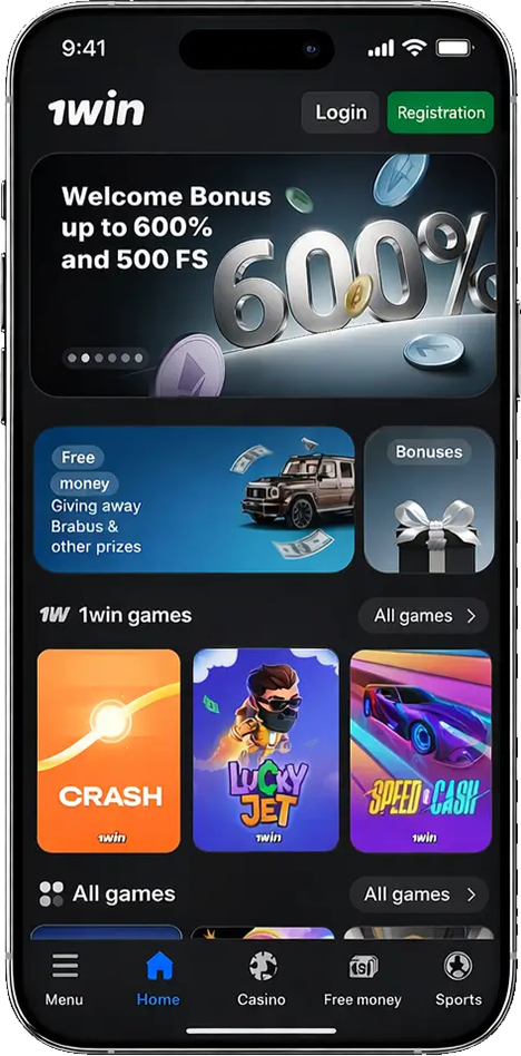 1win Pakistan iOS app installation screen showing a welcome bonus offer and instructions to start adding the official casino app to the iPhone home screen